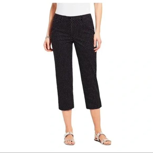 Talbots Perfect Skimmer Pants in Black with White Polka Dots. Size 8 - Picture 1 of 5